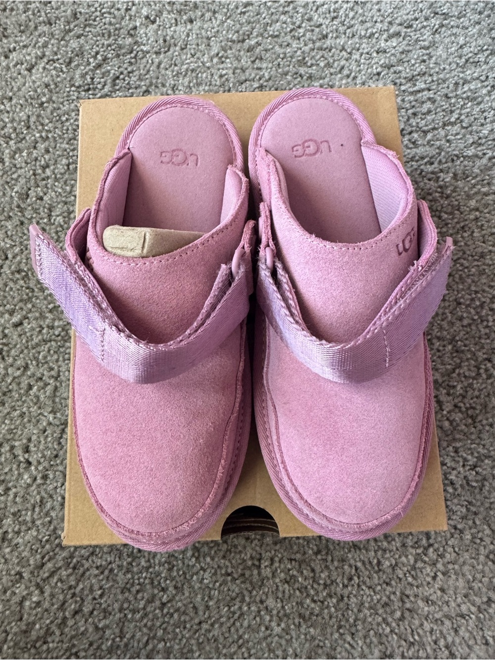 UGG Kids Pink Suede Slip-On Shoes